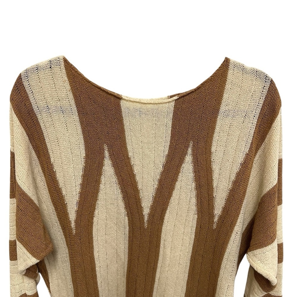 Chico’s Sonia Open Weave Pullover Sweater in cream brown beach coastal Size M - Picture 5 of 11